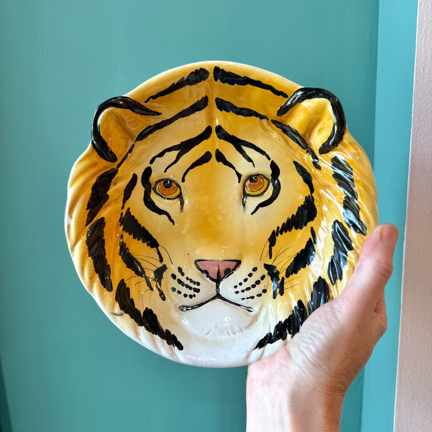Vintage Italian Terracotta Tiger Head Bowl