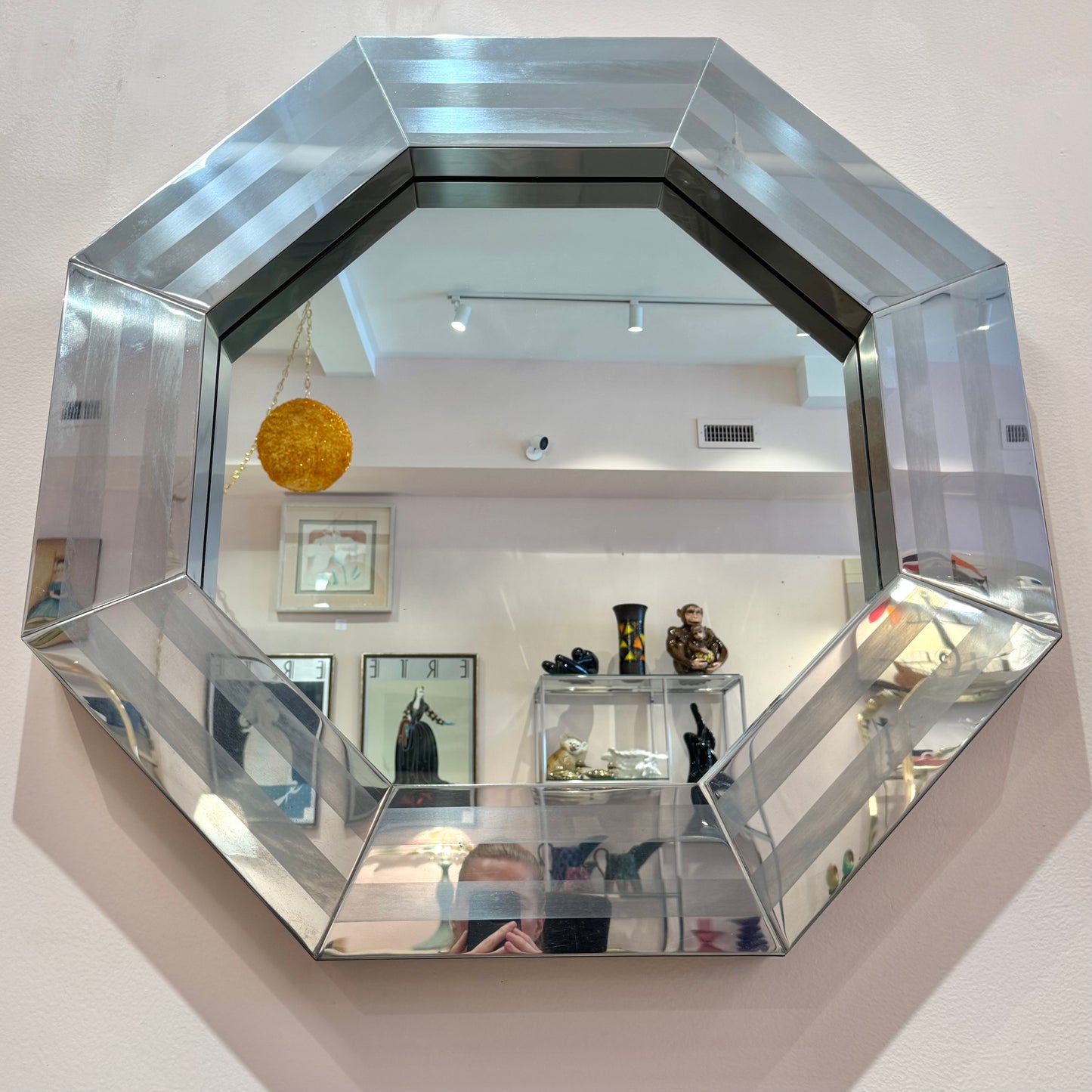 Vintage Octagonal Metal Mirror