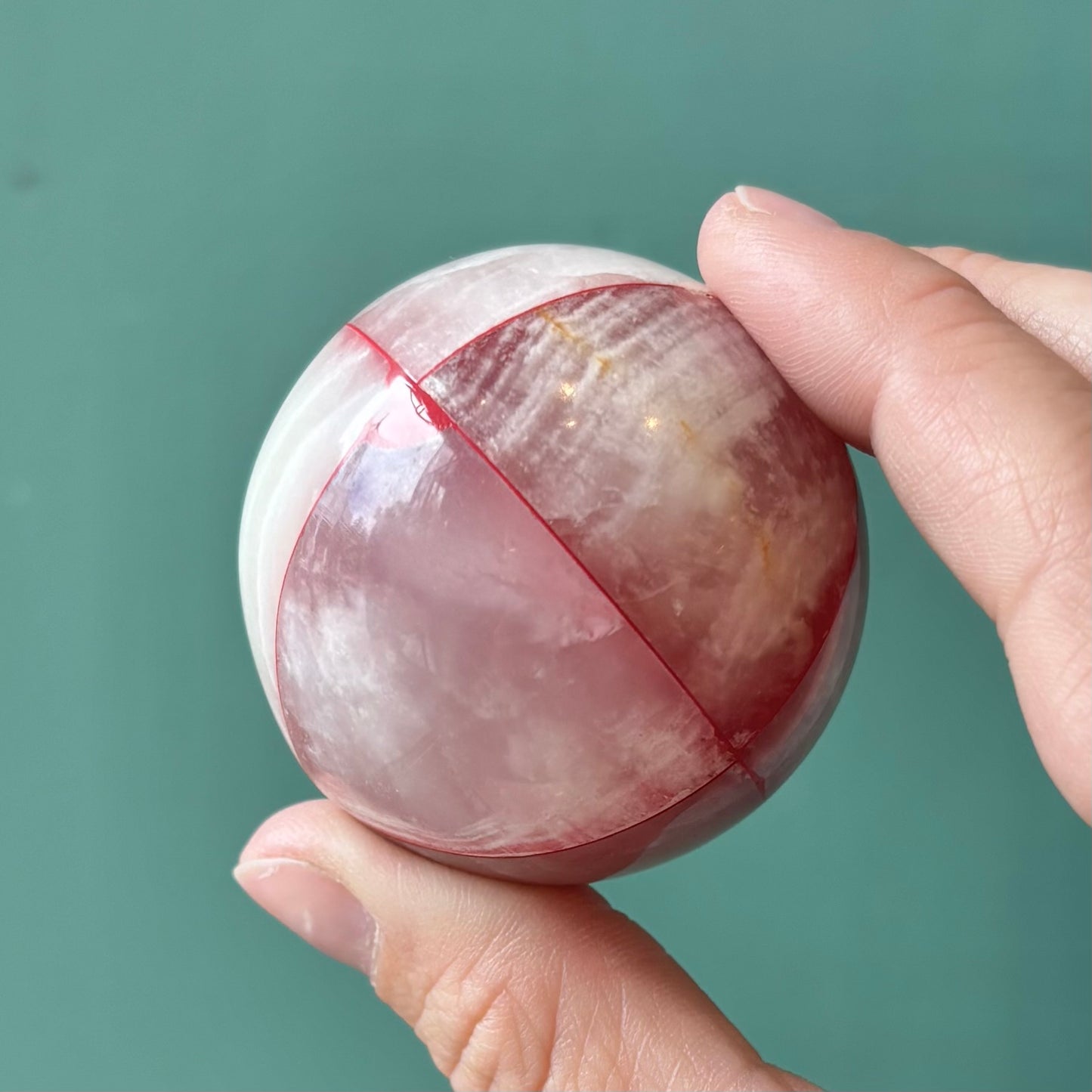 Vintage Set of Rose Quartz Egg and Ball Paperweights
