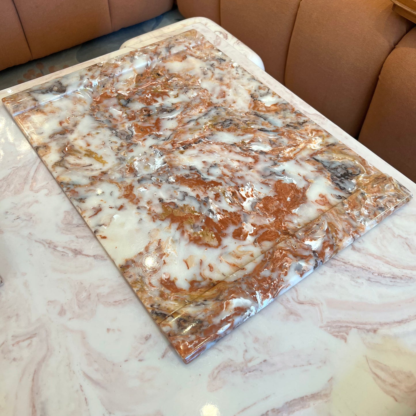 Vintage Faux Marble Resin Desk Tray
