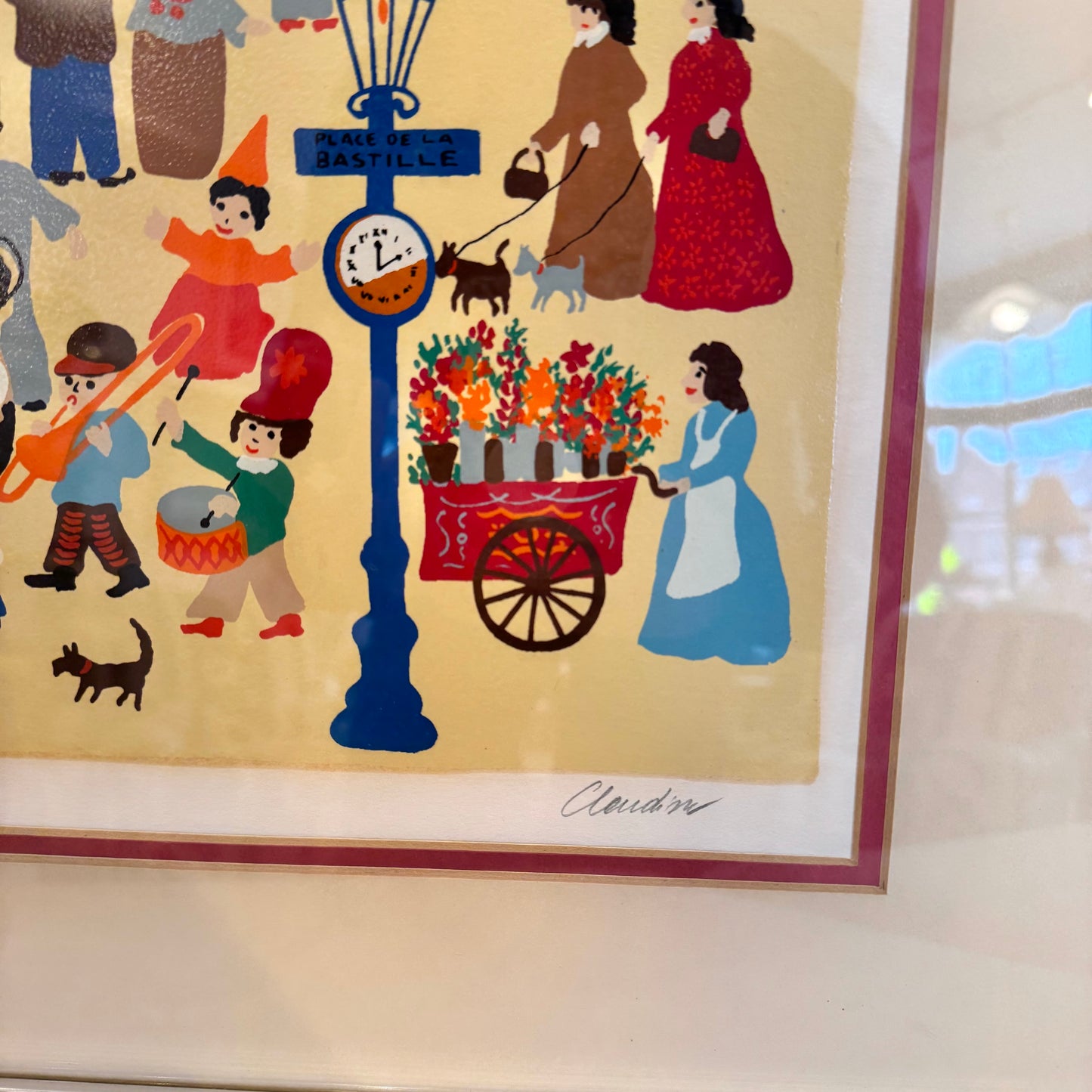 Framed Vintage ‘Park D’Amusement’ Limited Edition Serigraph by Claudine-Signed/Numbered