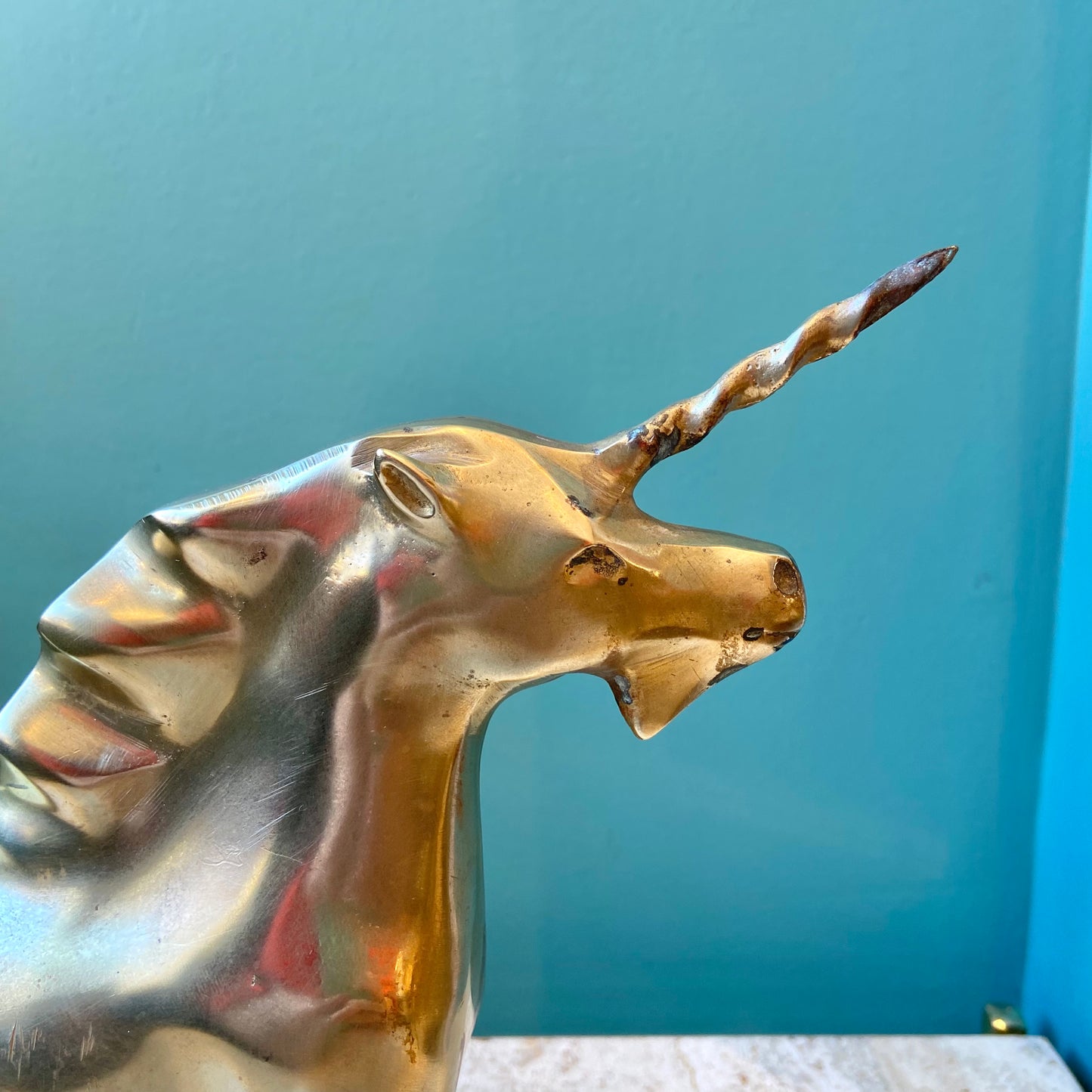 Vintage Brass Running Unicorn Figurine