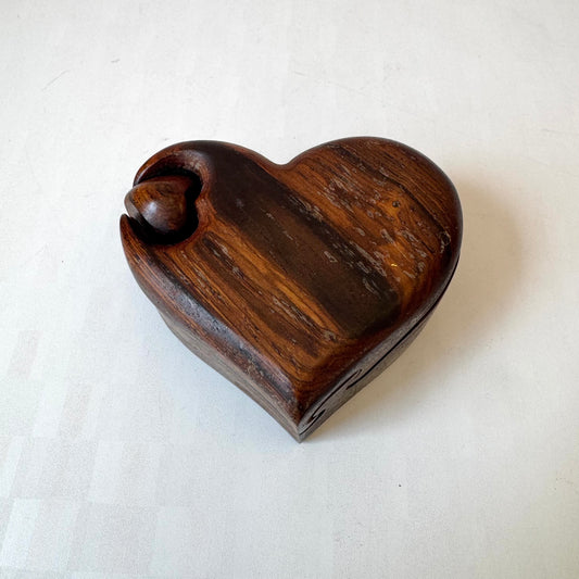 Vintage Wooden Heart Puzzle Box