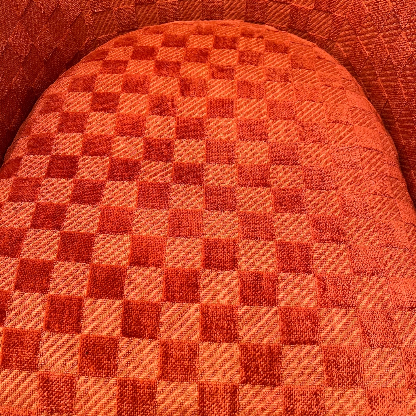 Vintage Dark Orange Checkered Tub Chair by Billy Baldwin for Luten-Clarey-Stern