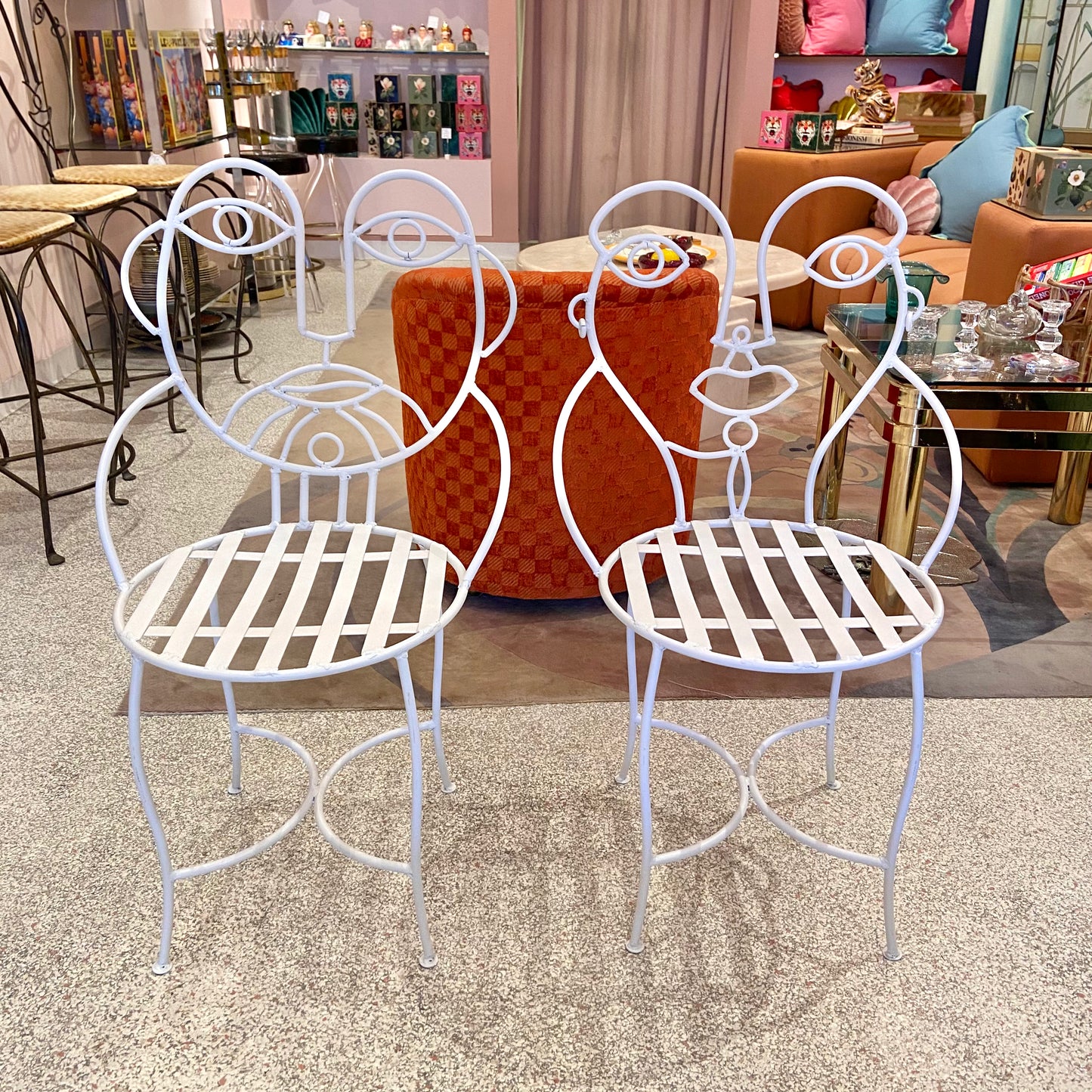 Pair of White John Risley Style Face Chairs
