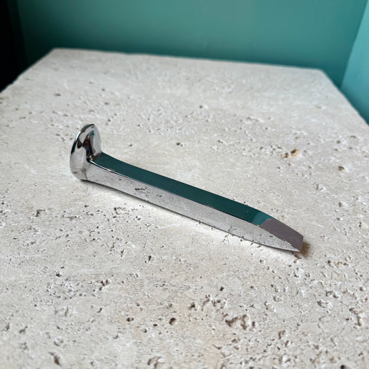 Vintage Chrome Railroad Spike Paperweight Desk Decor