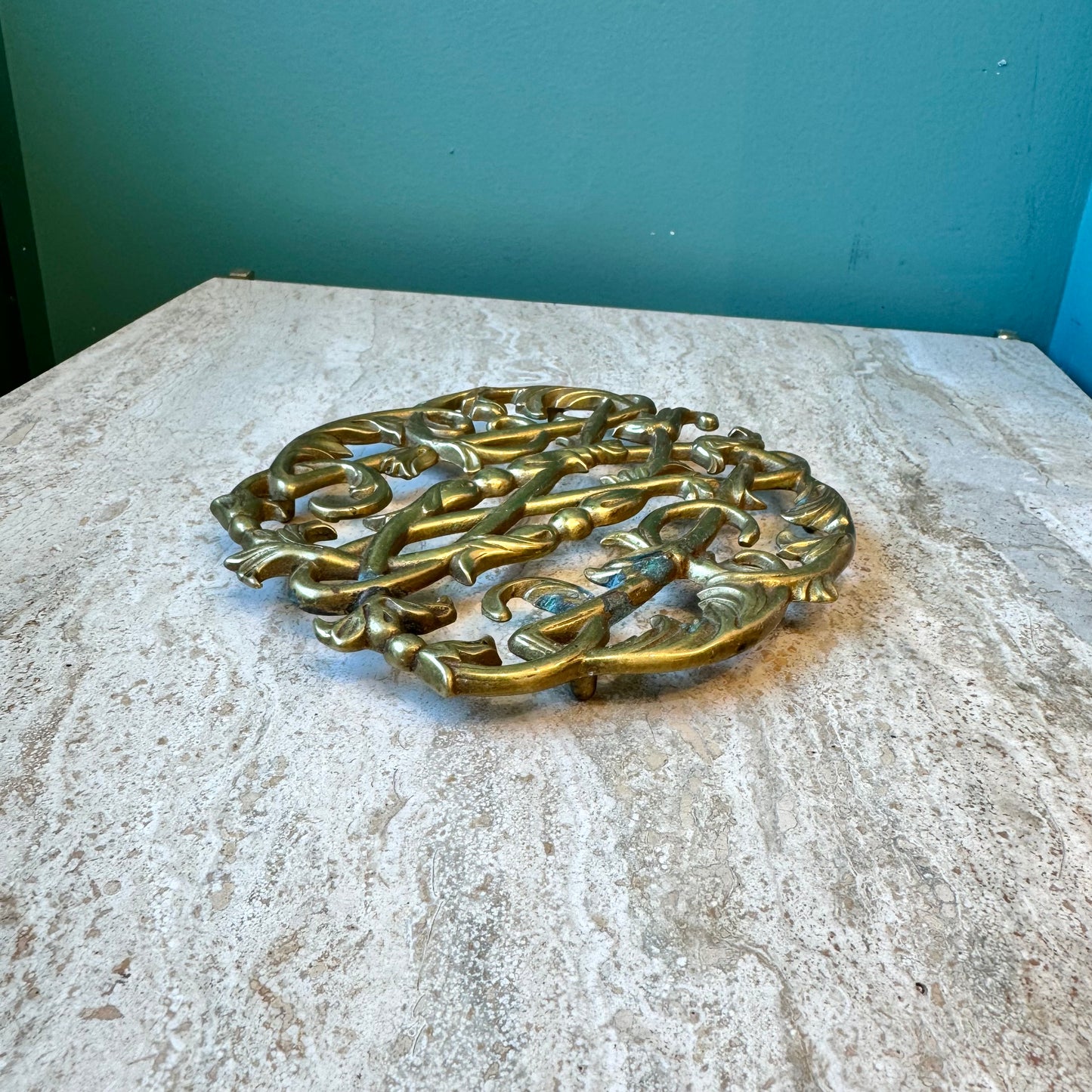 Mid Century Brass Cypher Trivet By Virginia Metalcrafters