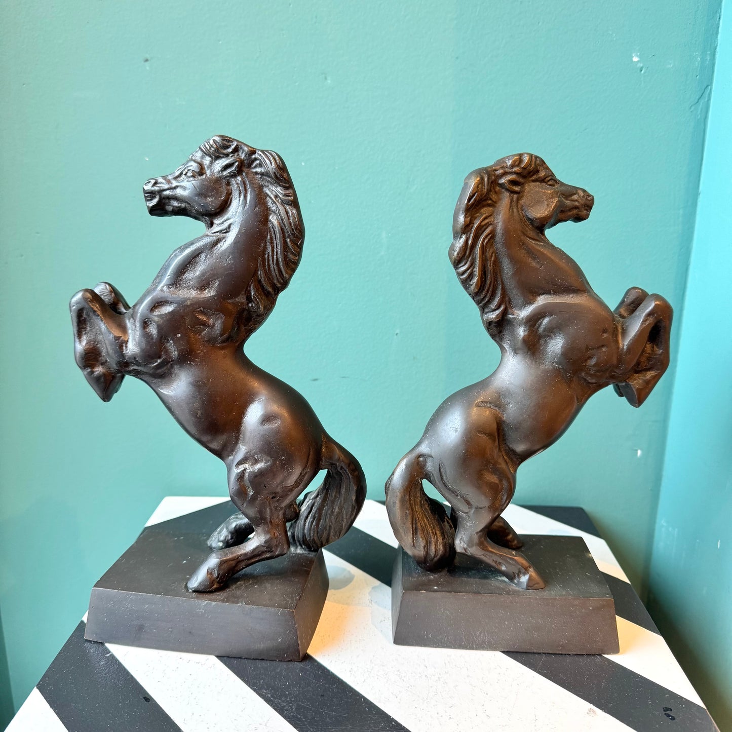 Pair of Vintage Metal Horse Bookends