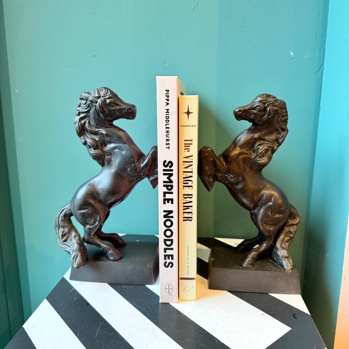 Pair of Vintage Metal Horse Bookends
