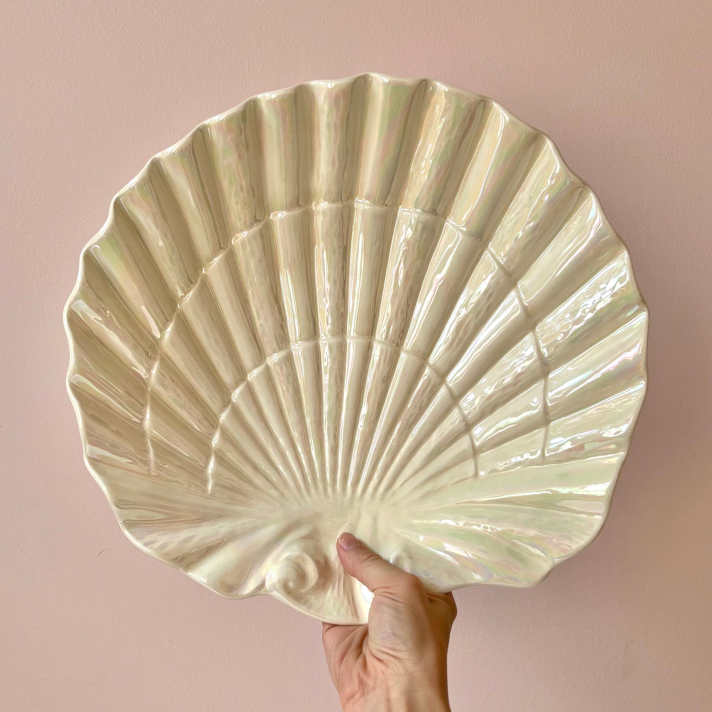 Vintage Opalescent Ceramic Shell Platter Dish