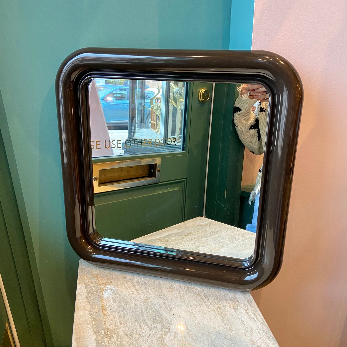 Vintage Delfo Mirror in Brown Plastic by Sergio Mazza for Artemide, 1960s
