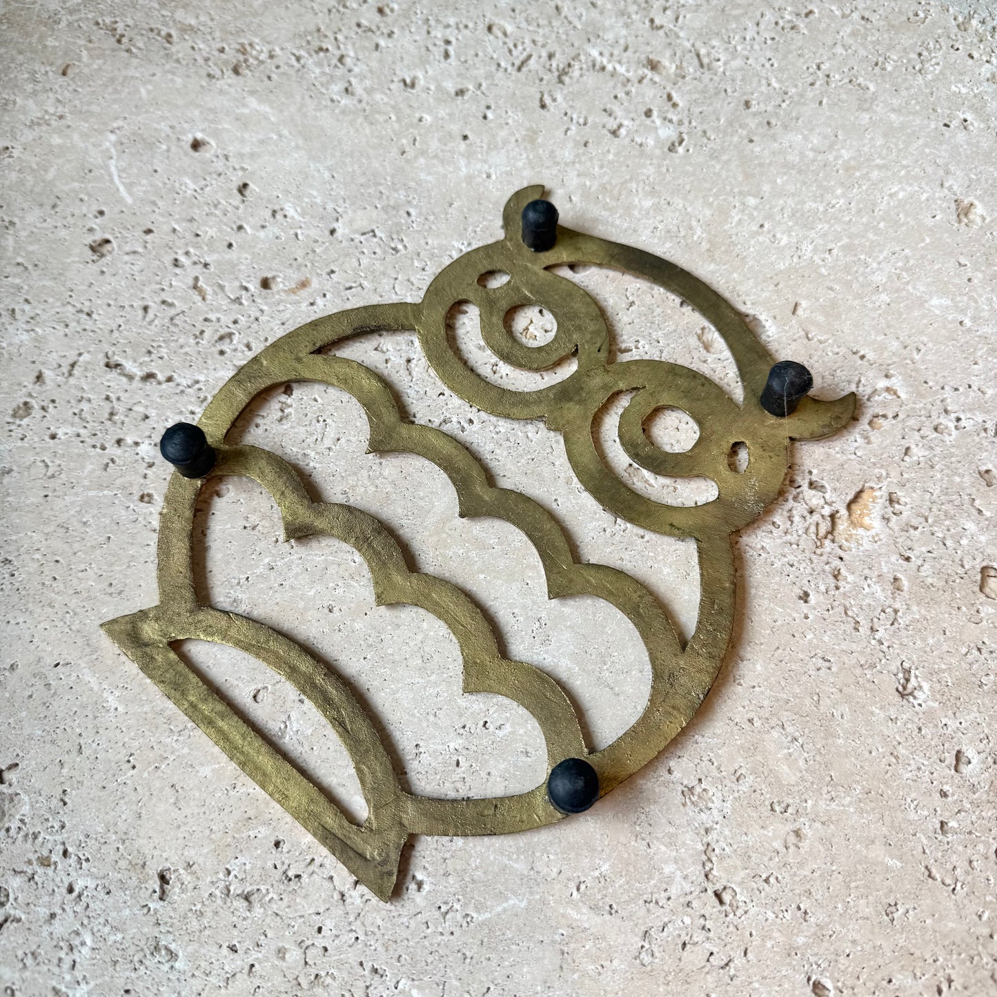 Vintage Brass Owl Trivet