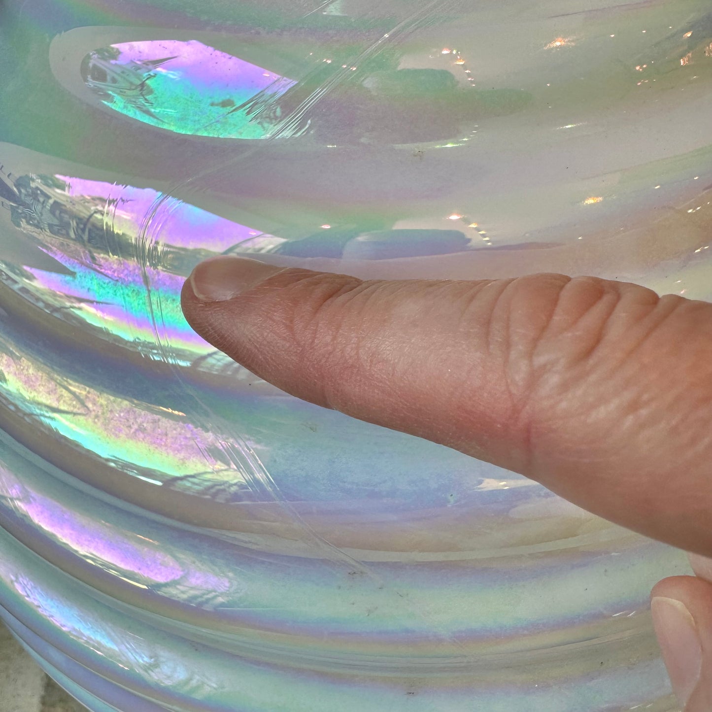 Vintage Opalescent Ribbed Glass Vase