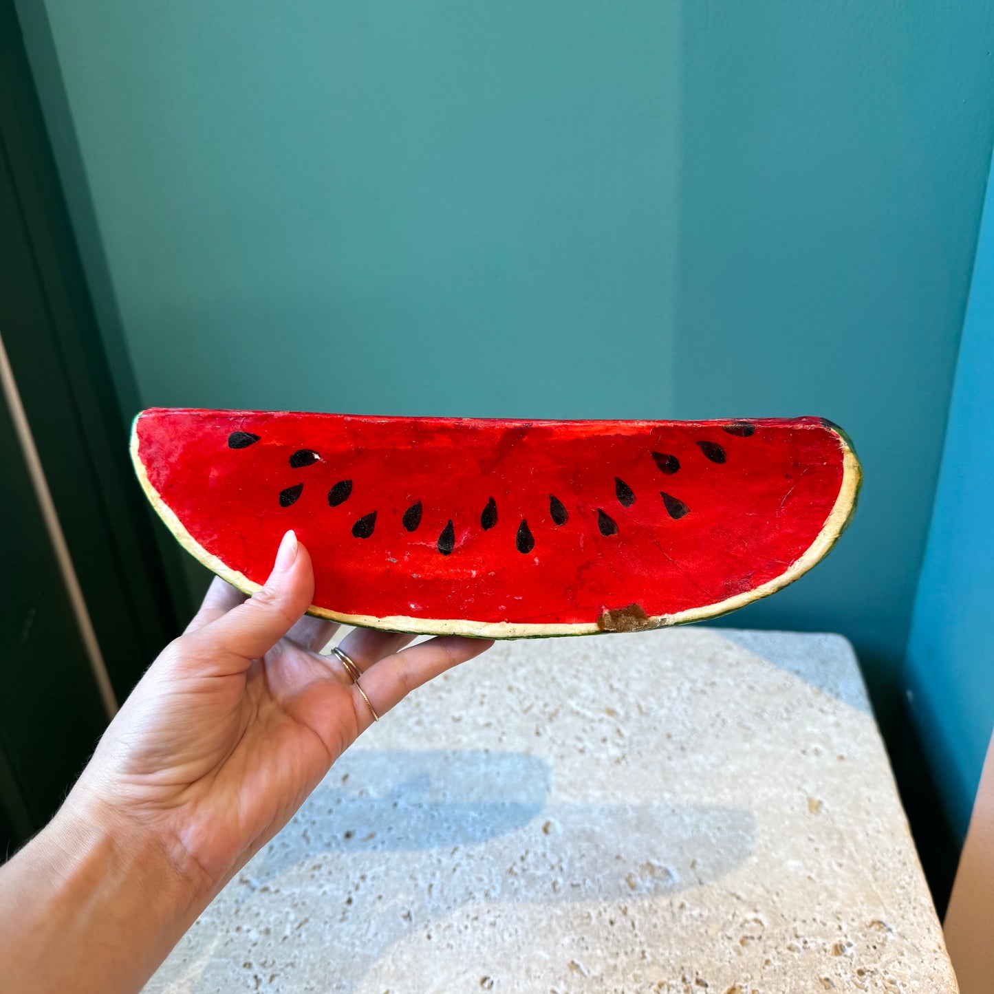 Vinatge Paper Mache Folk Art Watermelon Slice