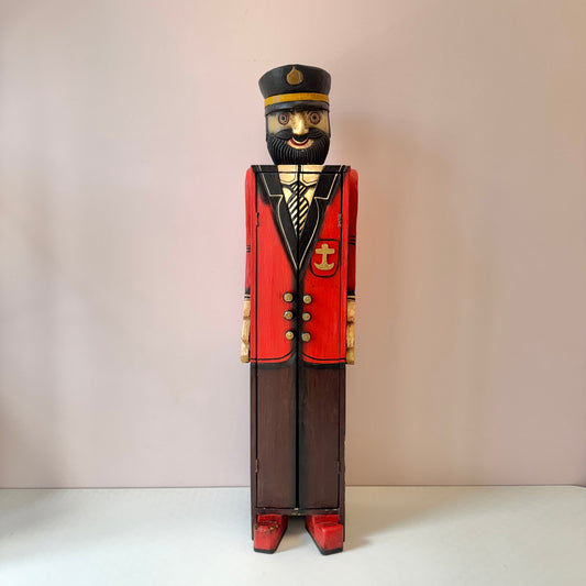Vintage Folk Art Wooden Captain Cabinet