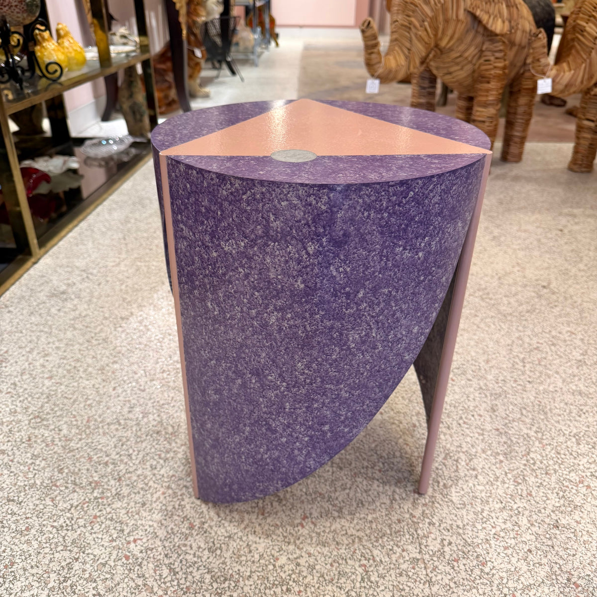Vintage 1980's Postmodern Pink and Purple Side/Accent Table