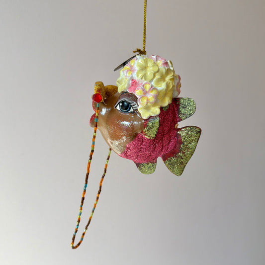 Vintage Katherine's Collection Carmen Miranda Kissing Fish Ornament