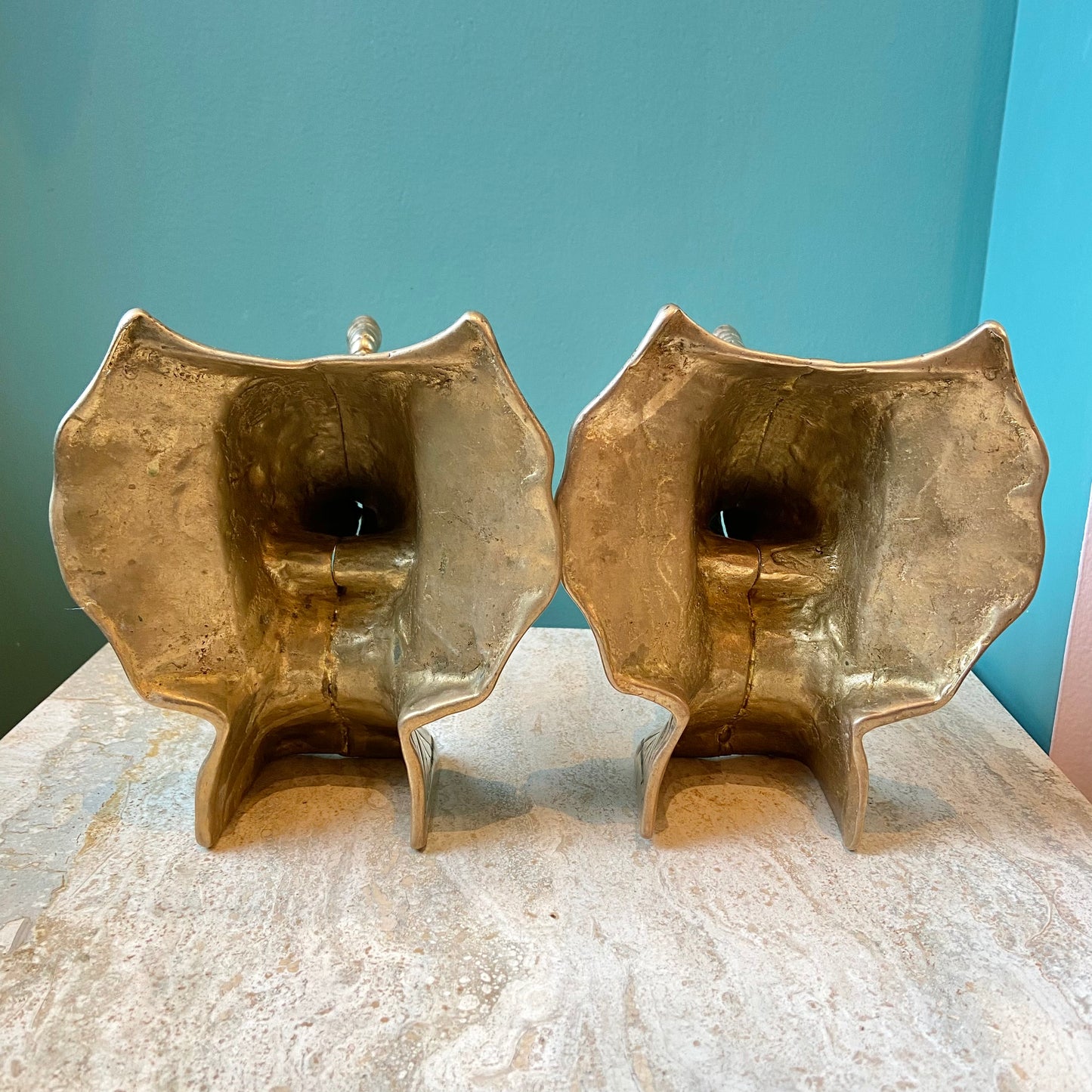 Pair of Solid Brass Elephant Head Bookends