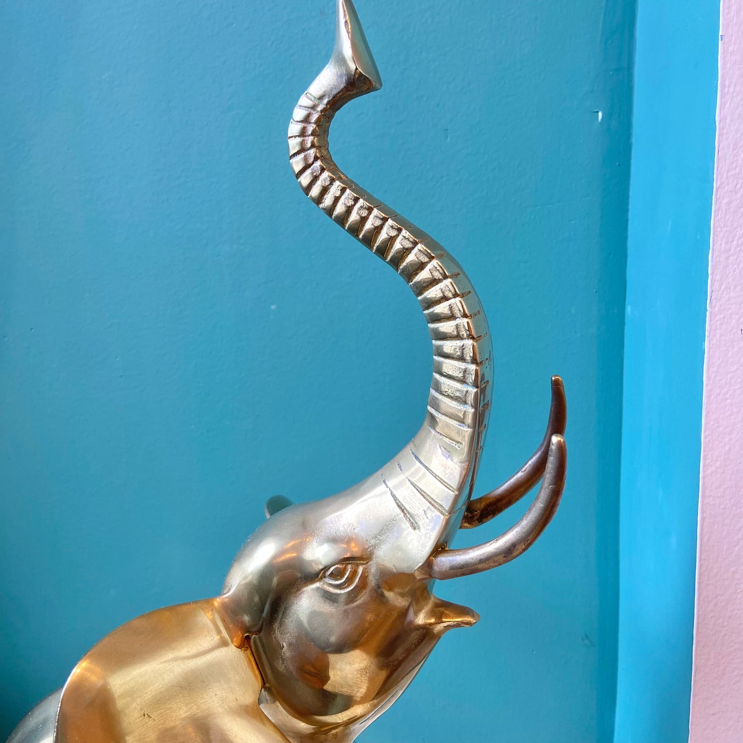 Large Vintage Brass Circus Elephant Statue