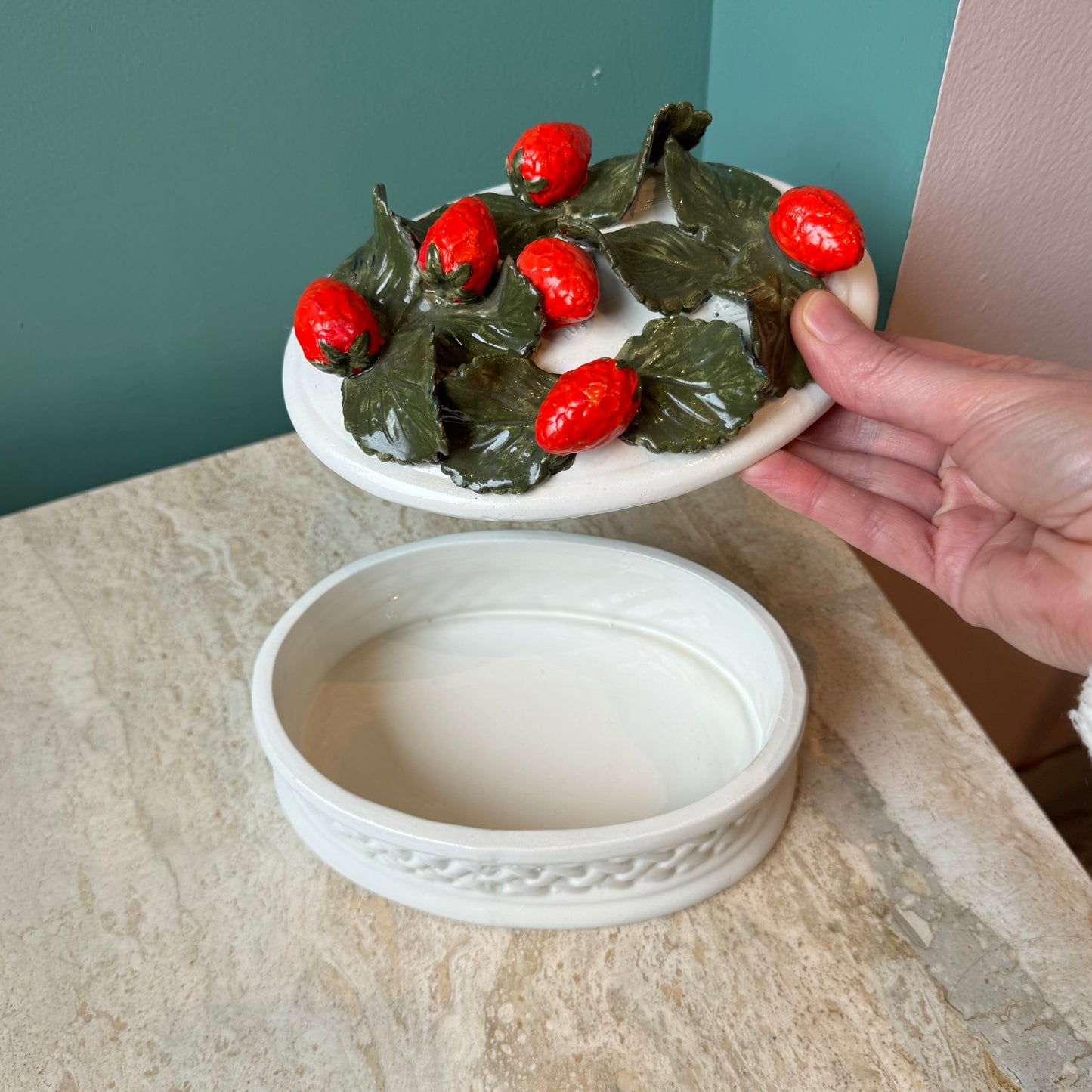 Vintage Ceramic Italian Strawberry Box