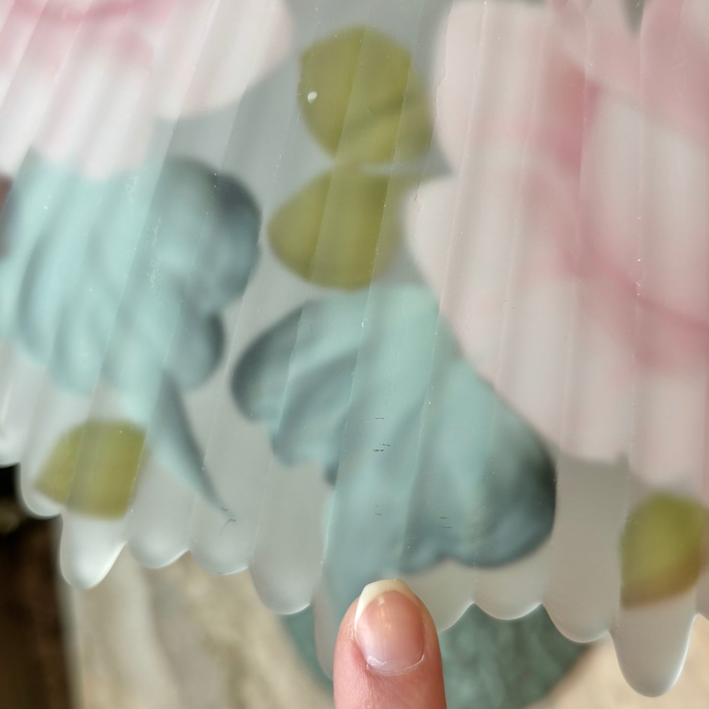 Vintage Tiffany Style Hand Painted Floral Glass Lamp