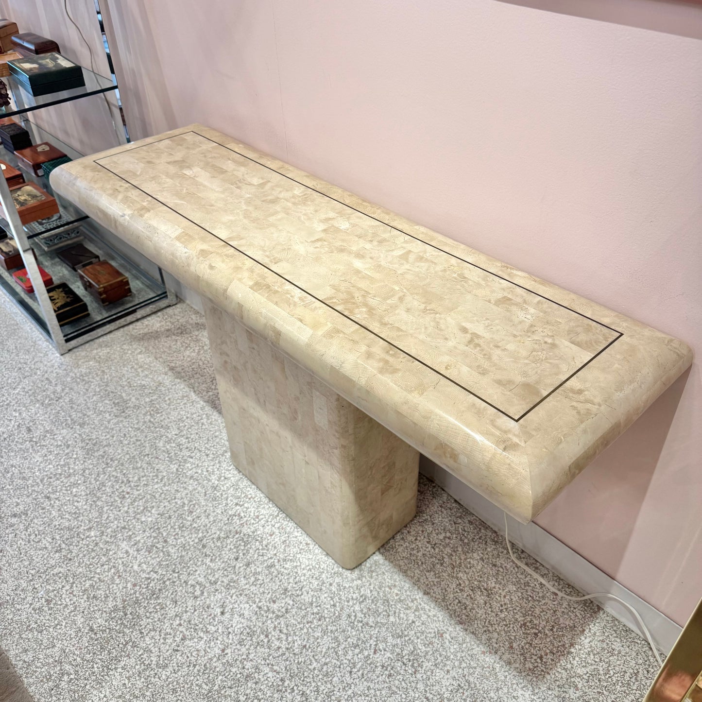 Vintage Maitland Smith Style Tessellated Stone Console Table