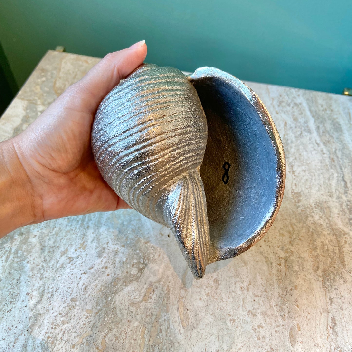 Vintage Cast Metal Seashell Paperweight