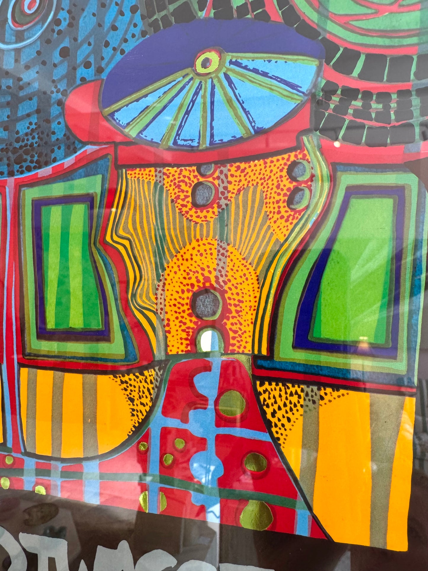 Vintage Hundertwasser Original Framed Museum Poster 1975