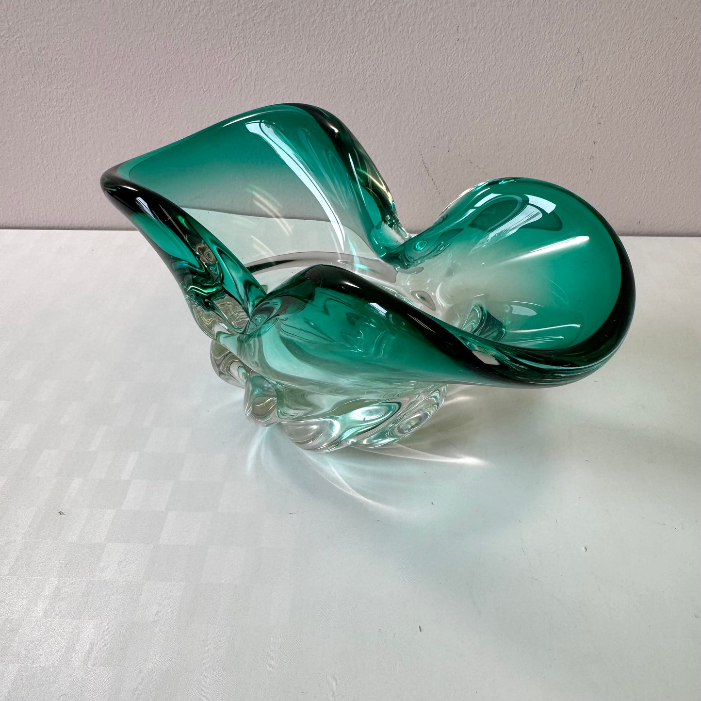 Vintage Aqua Green Chunky Murano Glass Bowl