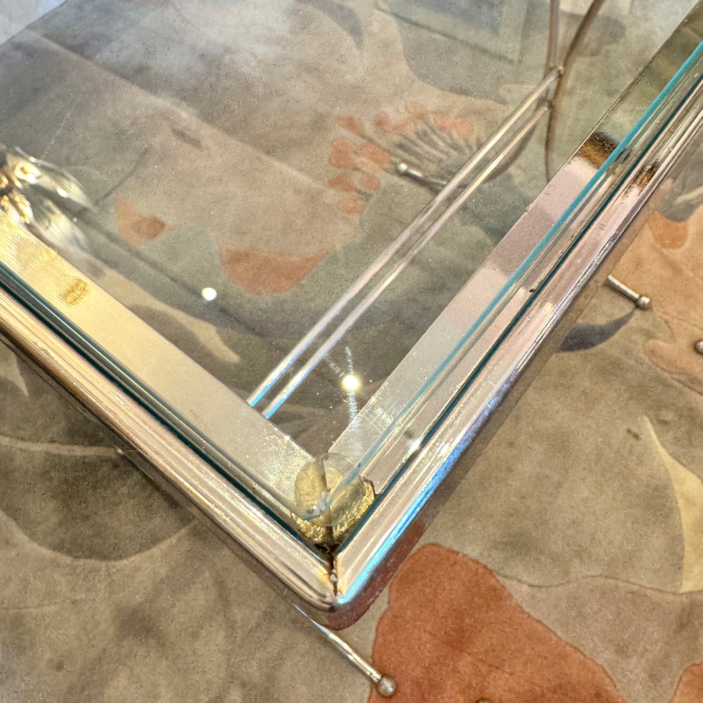 Pair of Vintage Chrome and Glass Nesting Side Tables