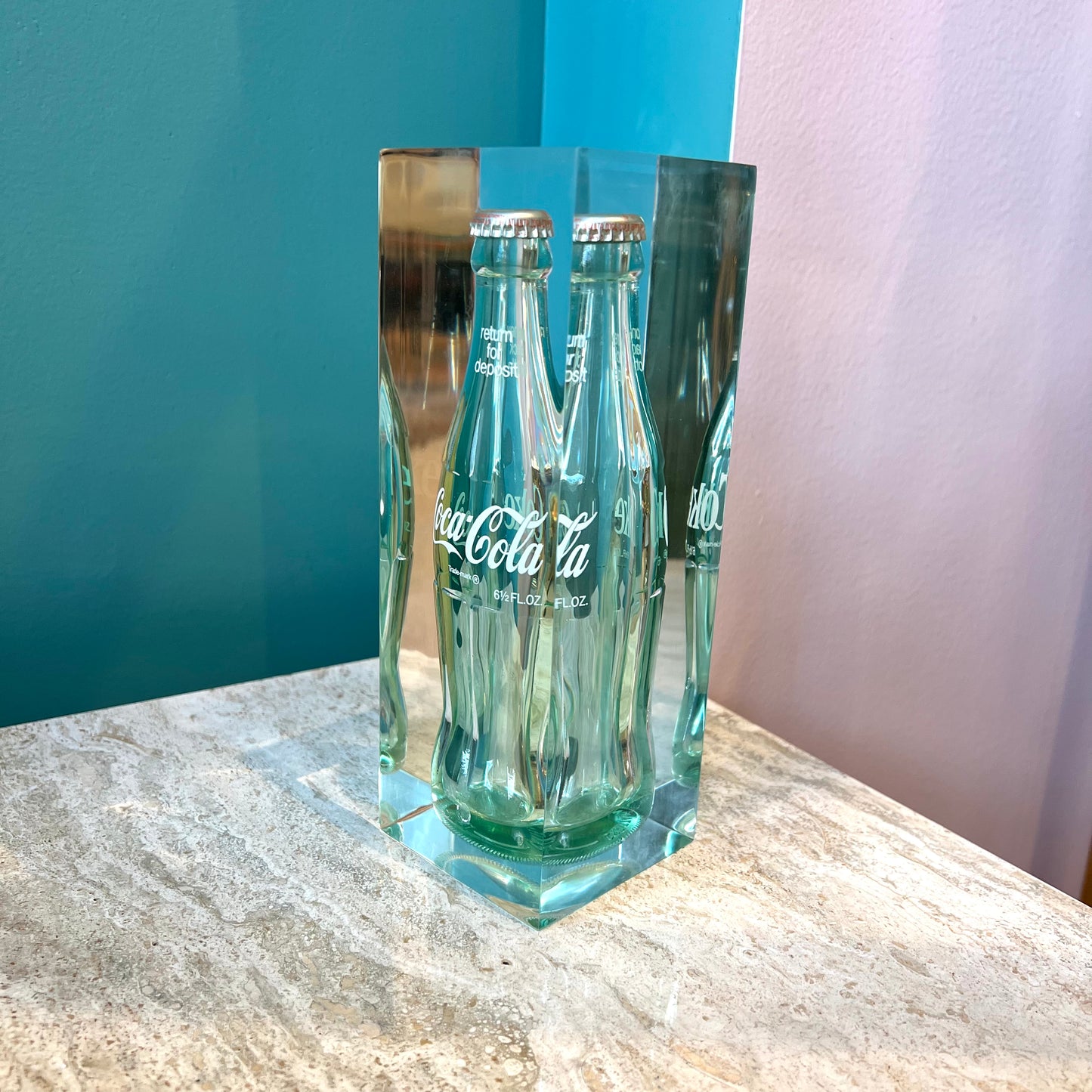 Vintage Lucite Encased Coca Cola Bottle