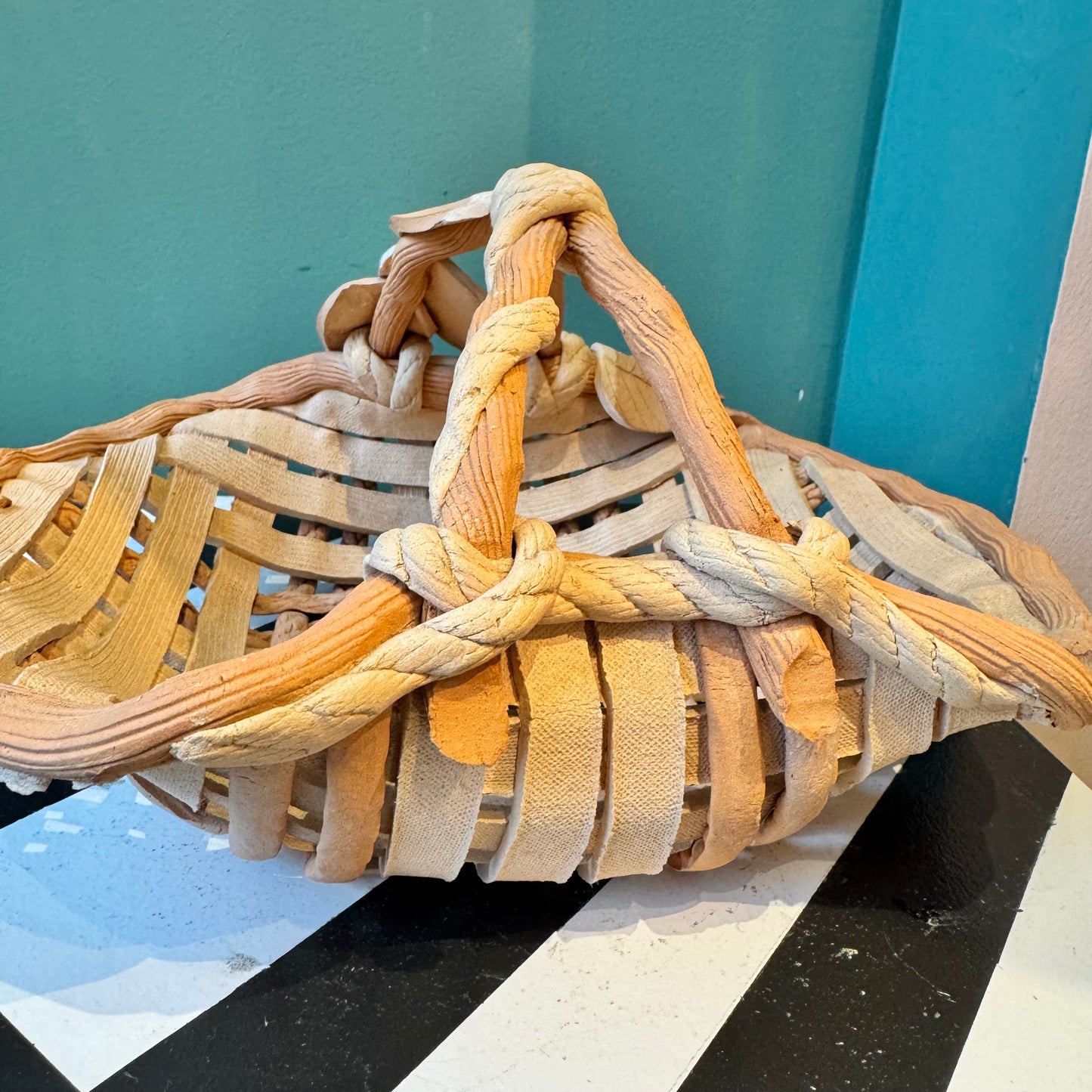 Vintage Woven Ceramic Decorative Basket