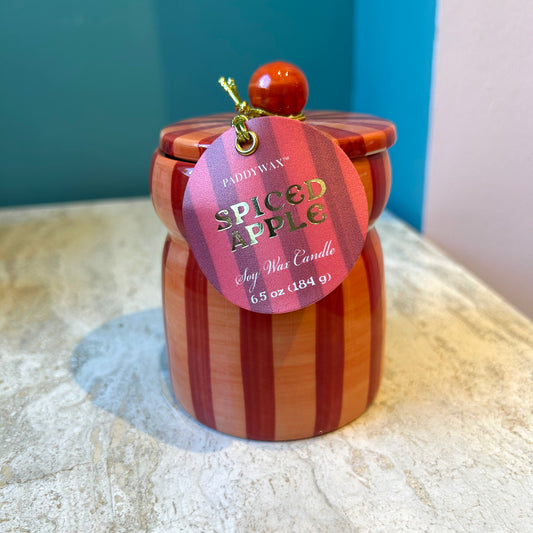 Spiced Apple Striped Cabana Ceramic Candle by Paddywax