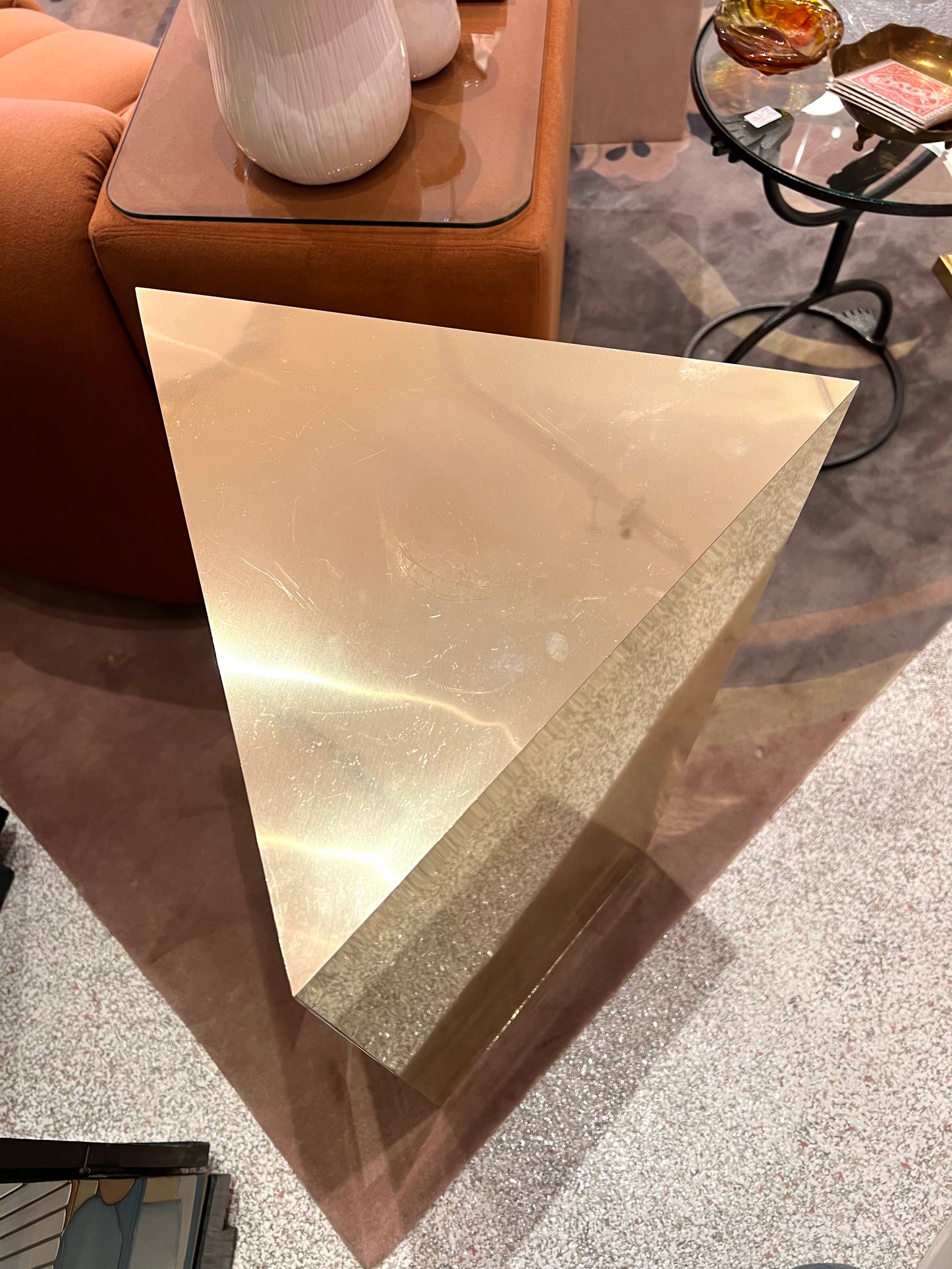 Vintage Curtis Jere Style Brass Triangular Pedestal