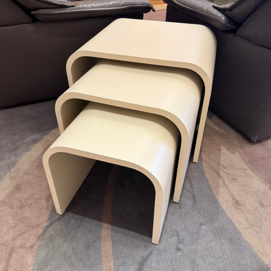 Set of 3 Vintage Cream Formica Waterfall Nesting Tables