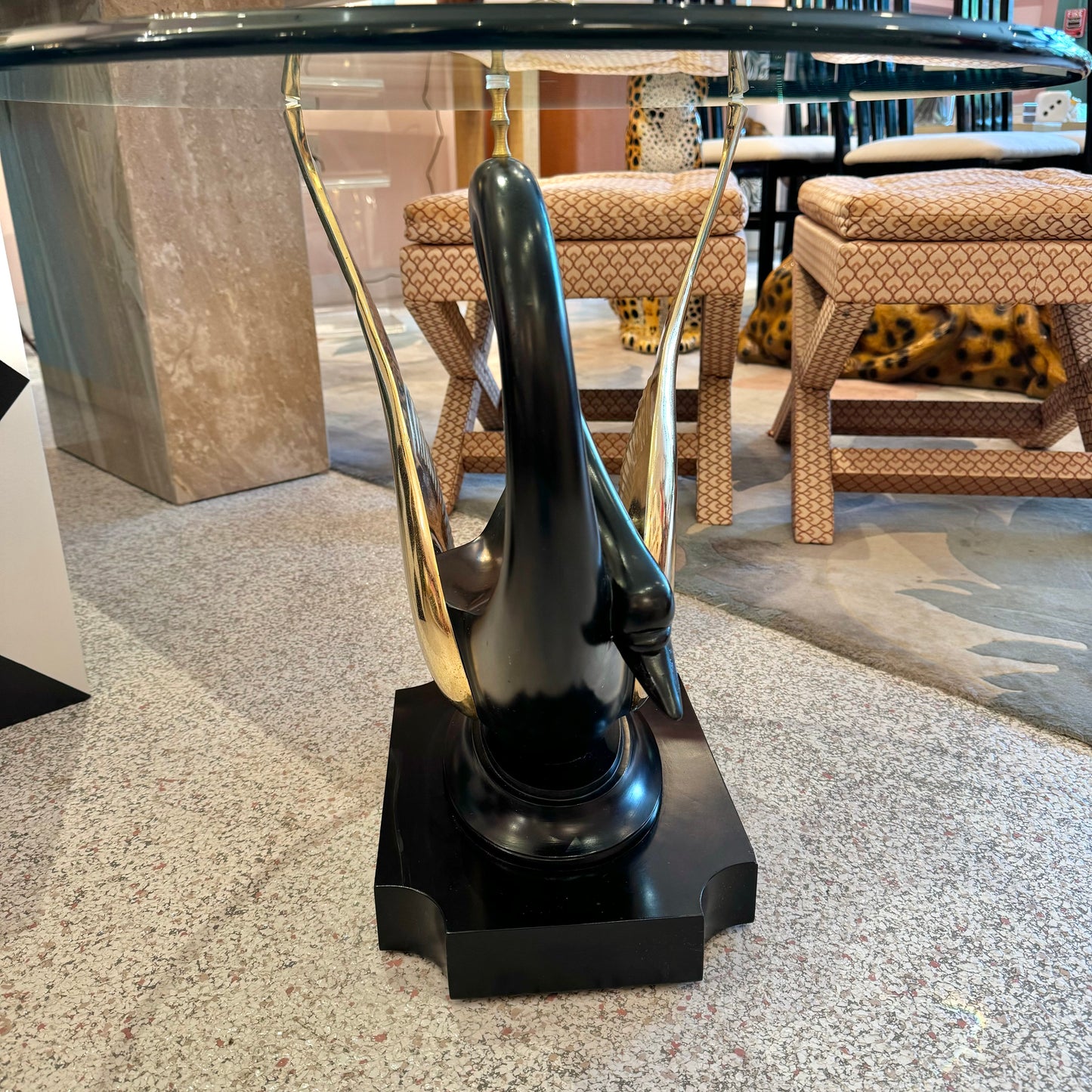 Vintage Maison Jansen Brass Swan Side Table