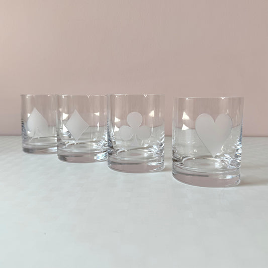 Vintage Set of 4 Card Face Drinking Glasses by Lenox for Kate Spade