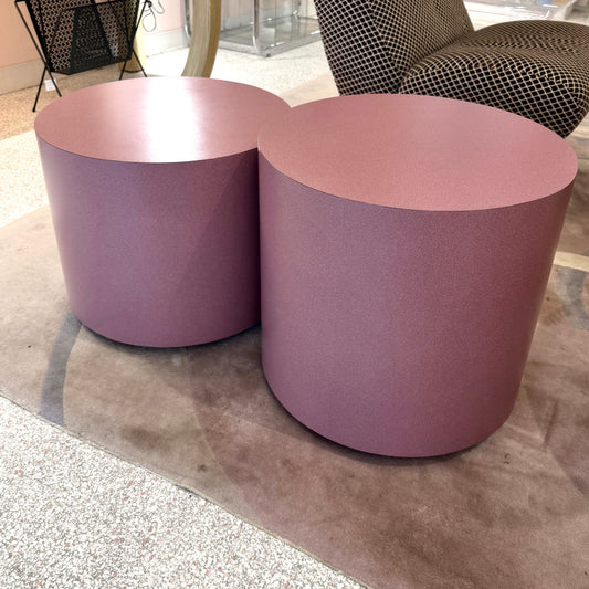Vintage 1980’s Rolling Mauve Laminate Drum Side Table