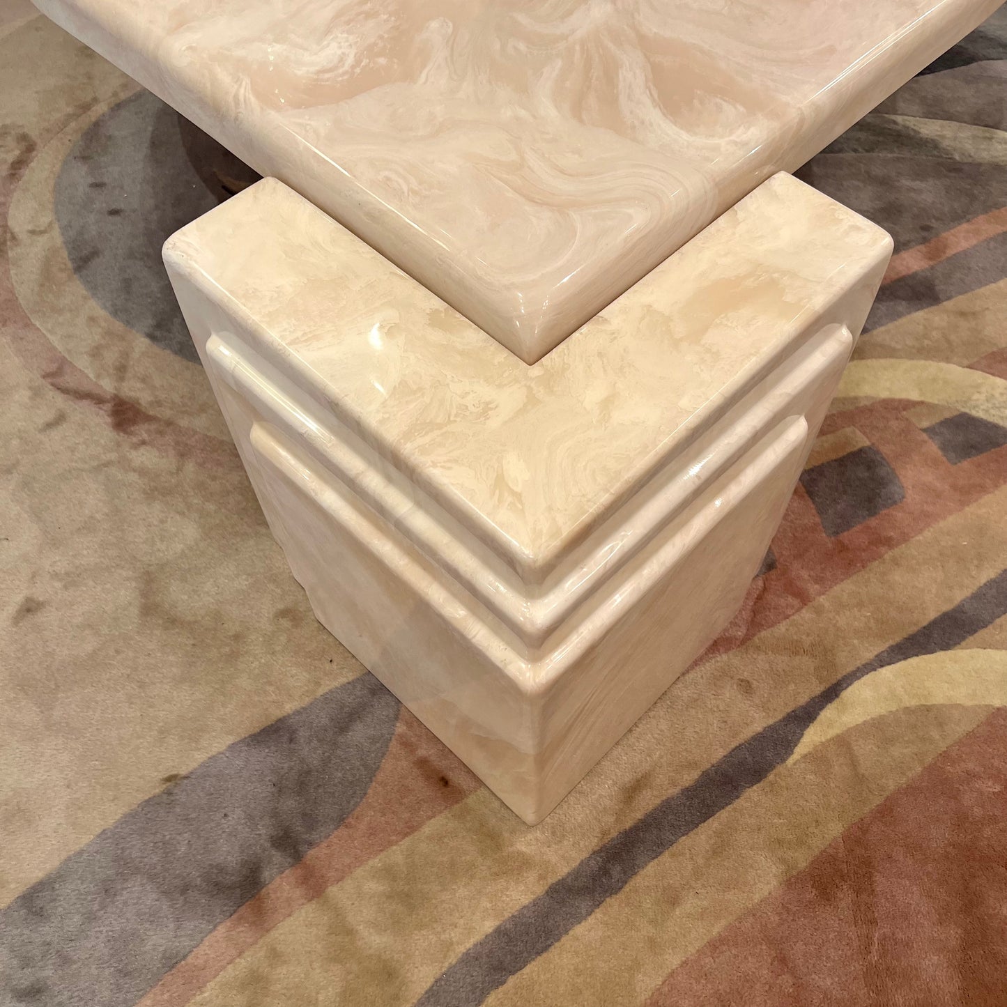 1980’s Cream Marbled Resin Cat Eye Coffee Table