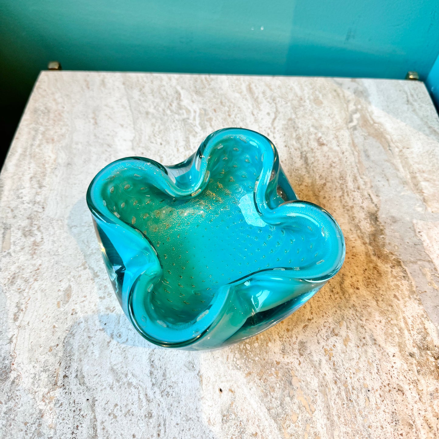 Vintage Teal Murano Glass Ashtray