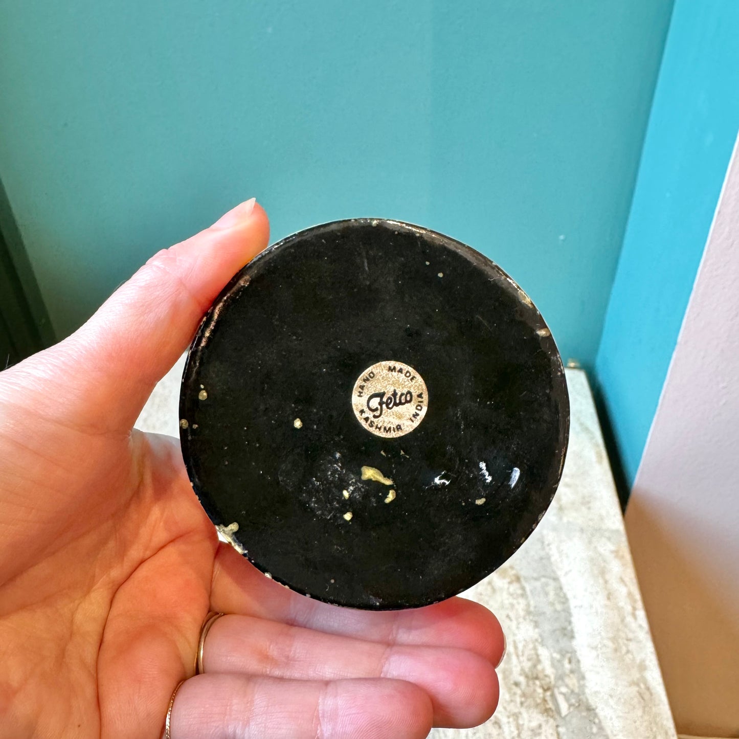 Vintage Paper Mache Floral Trinket Box
