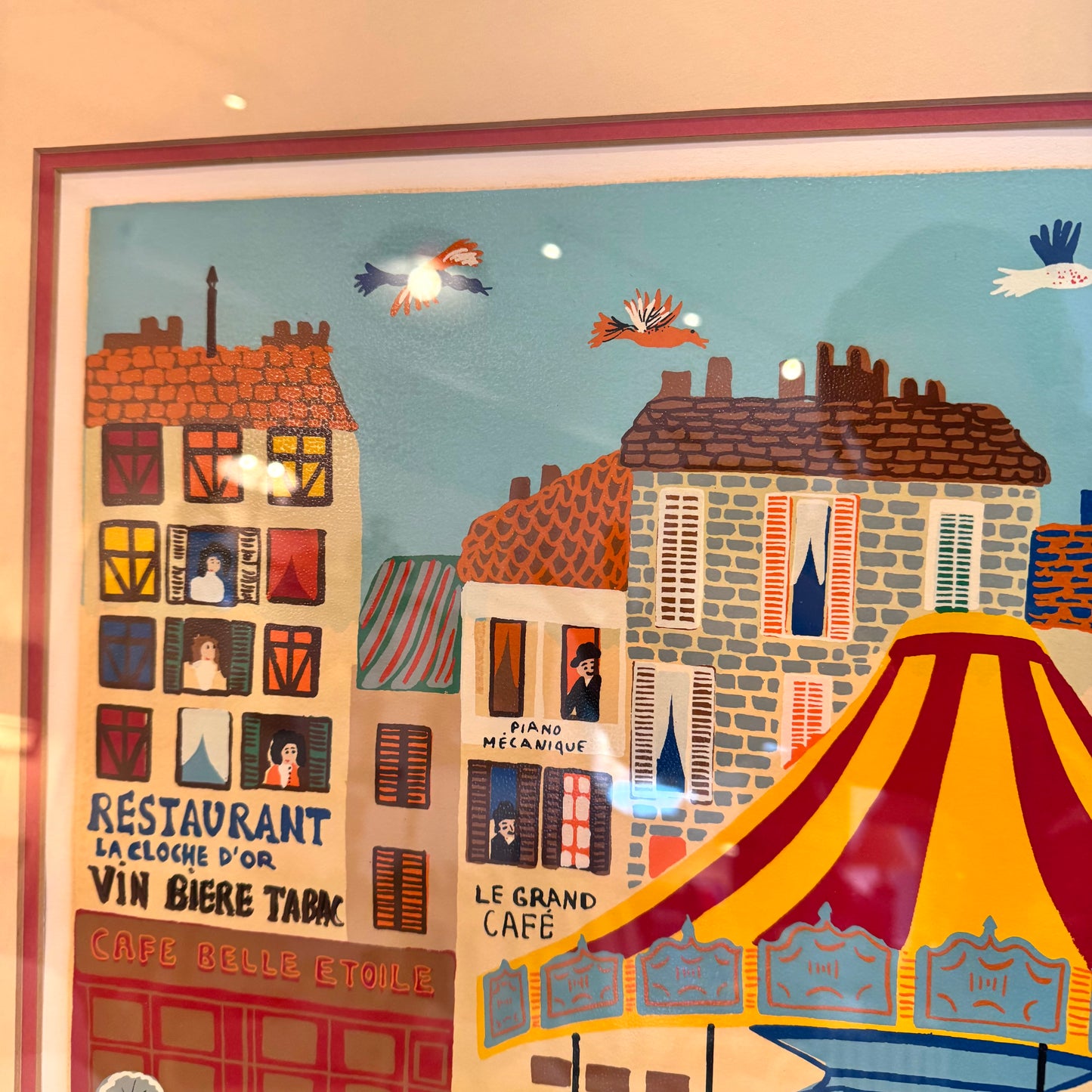 Framed Vintage ‘Park D’Amusement’ Limited Edition Serigraph by Claudine-Signed/Numbered