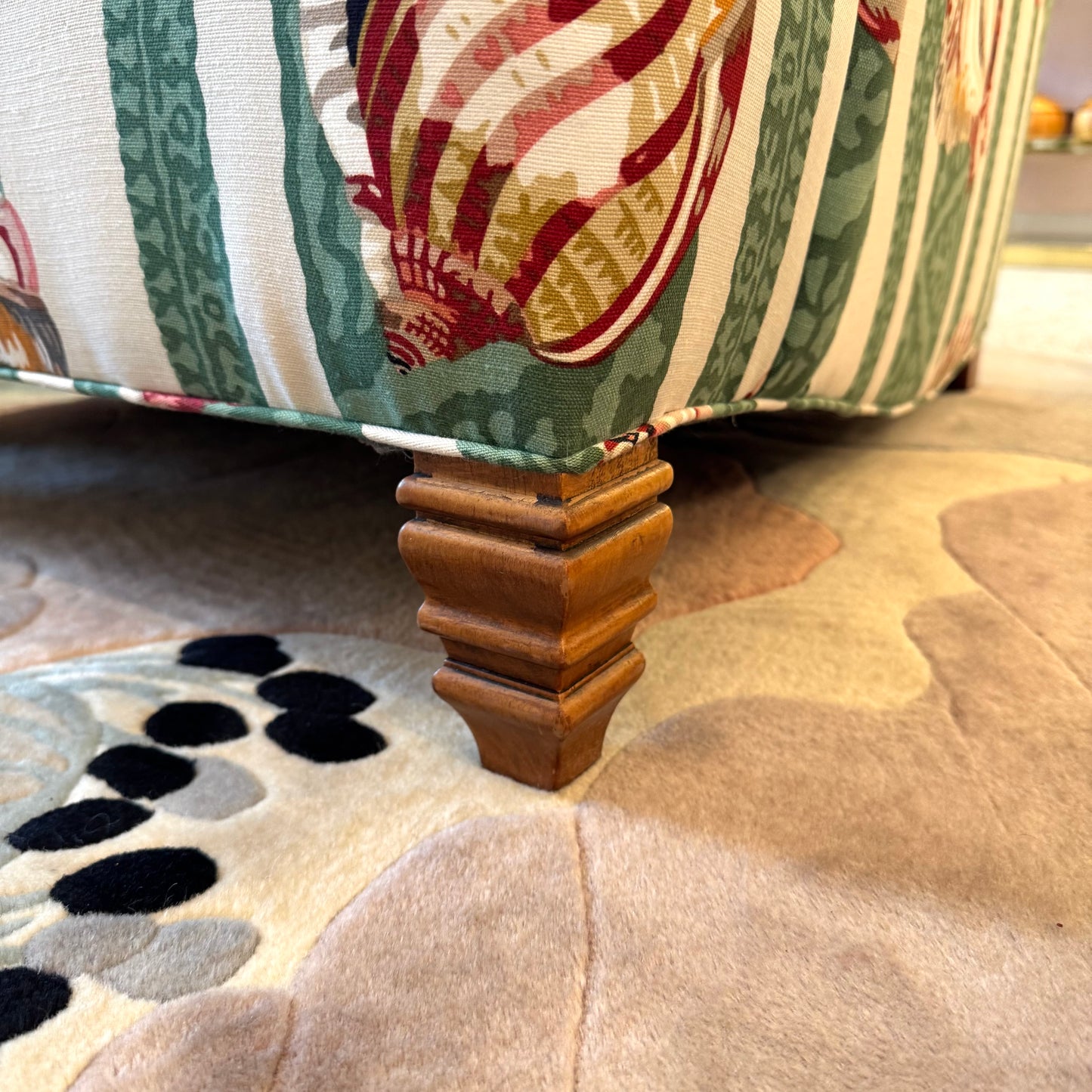 Vintage Green Stripe Shell Upholstered Armchair/item