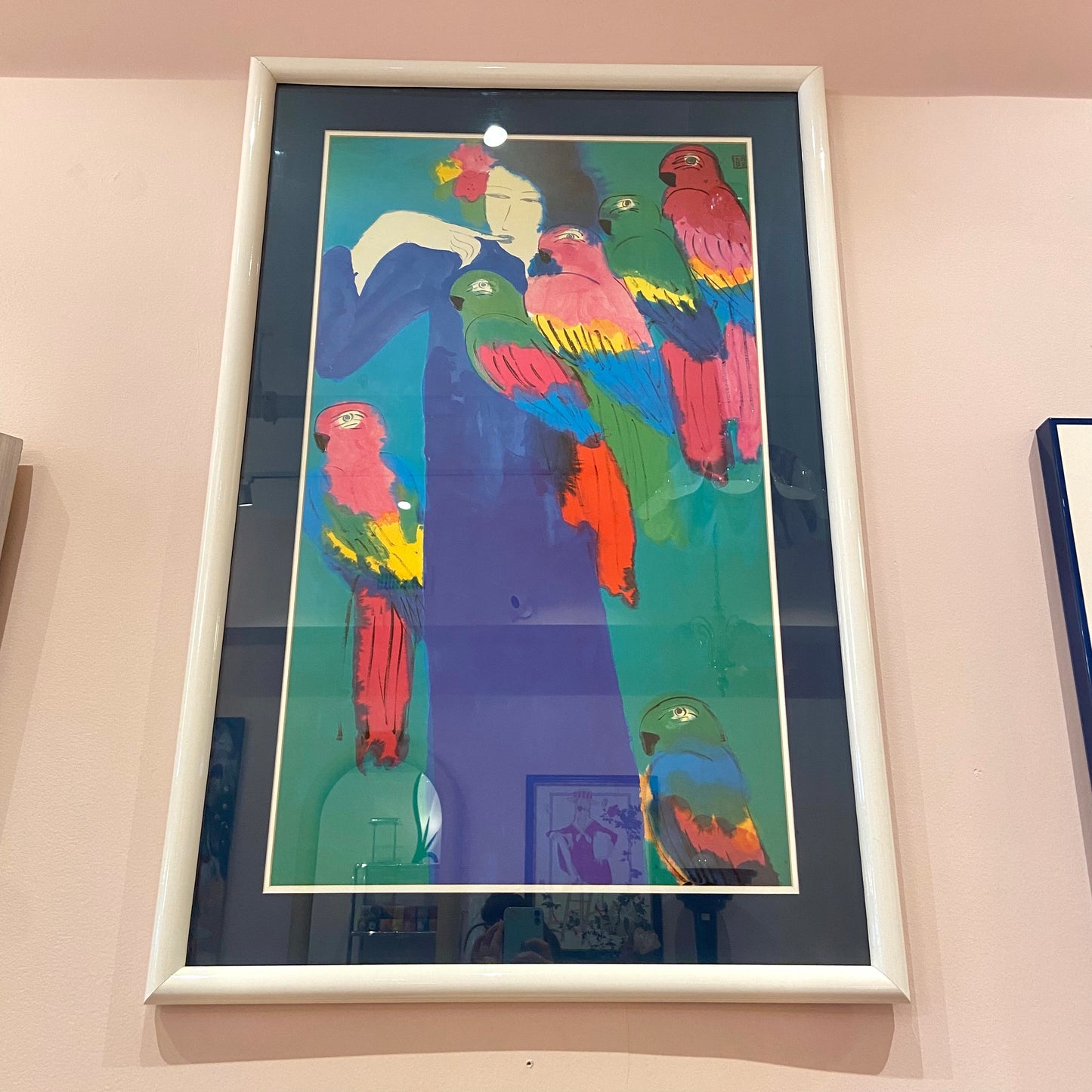 1980’s Walasse Ting “Can I Give You a Parrot?” Framed Print