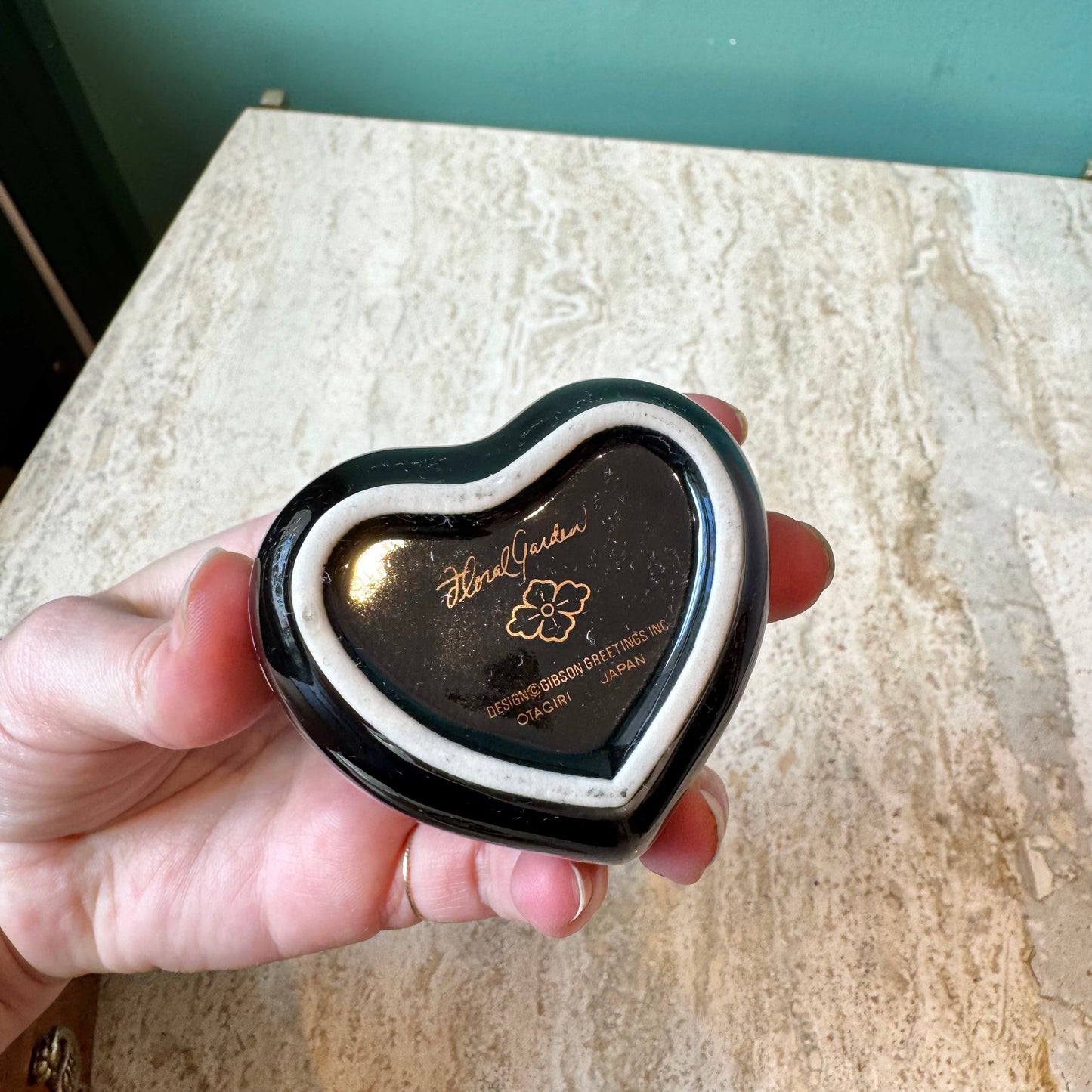 Vintage Otagiri Floral Heart Box