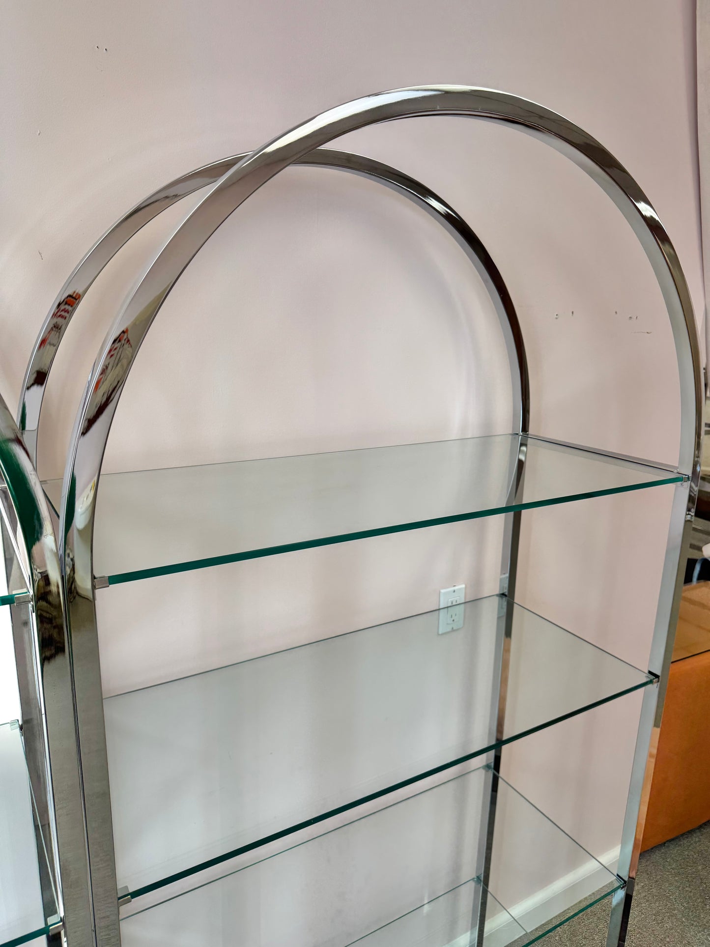 Vintage DIA Style Chrome and Glass Arched Etagere/item