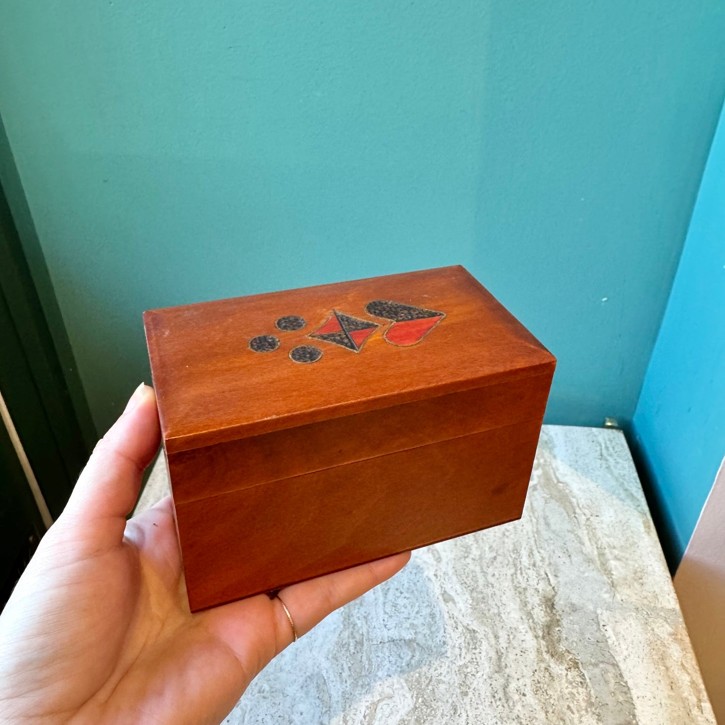 Vintage Wooden Playing Card Box