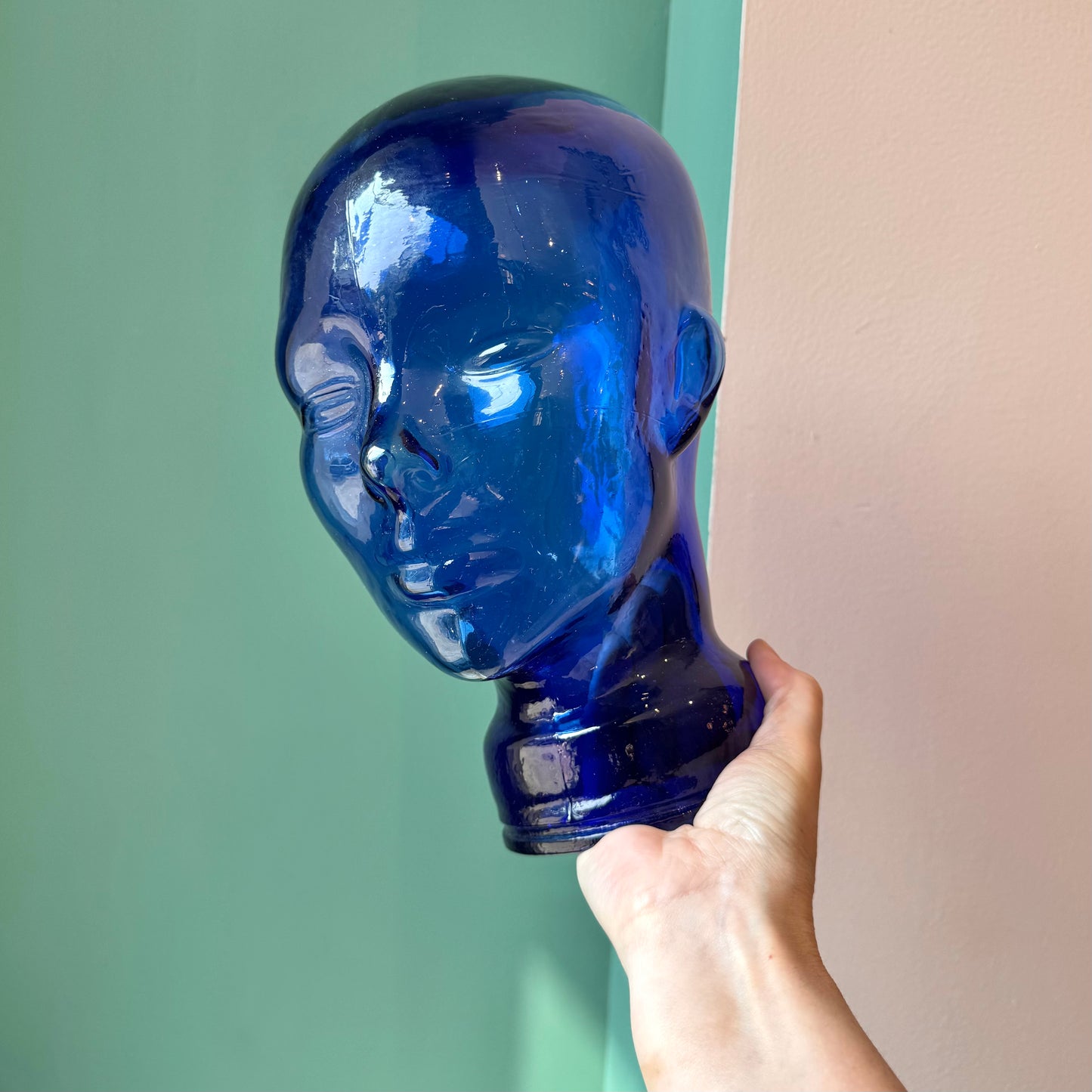 Vintage Cobalt Blue Glass Head