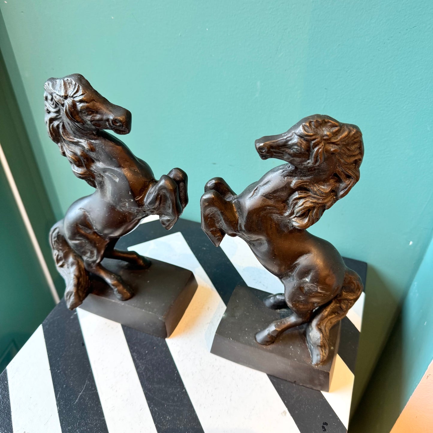Pair of Vintage Metal Horse Bookends