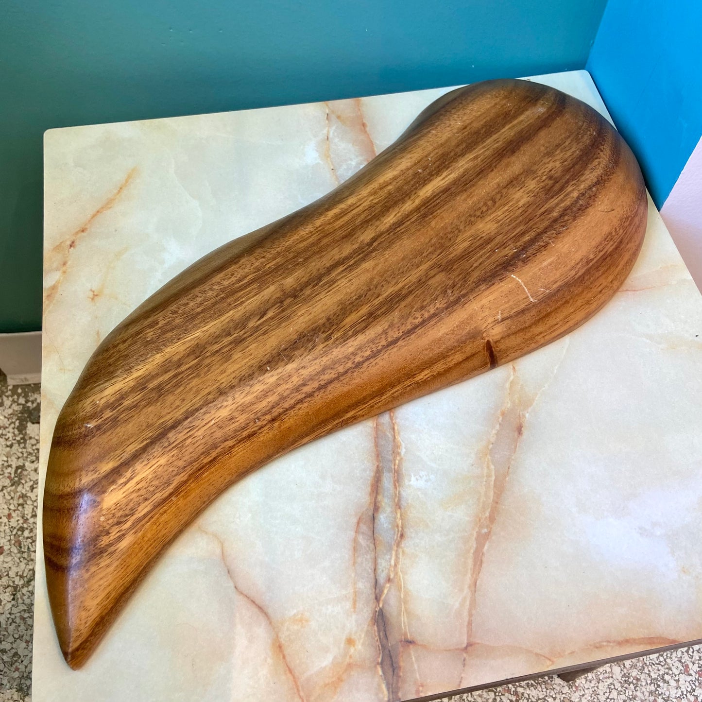 Vintage Teak Wood 2 Section Serving Platter